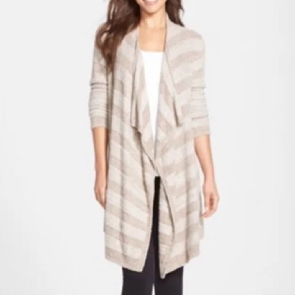 Barefoot Dreams Taupe Striped Cardigan Size S/M